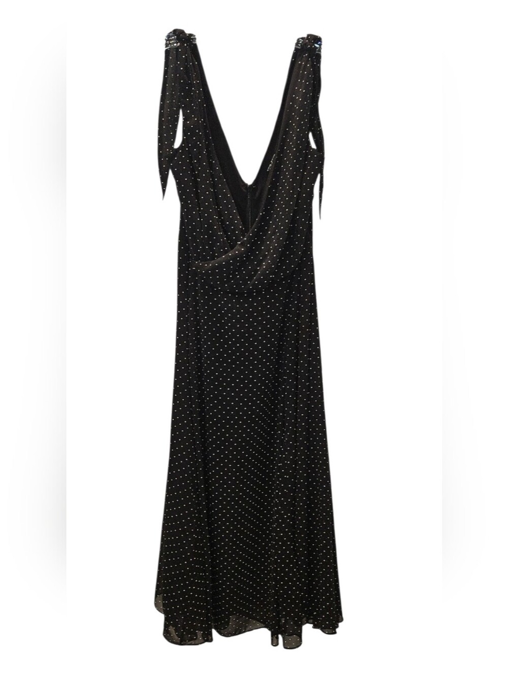 City Chic Women's S/16 Black White Polka Dot Tie Strap Wrap Midi Dress Plus Size - Picture 3 of 14